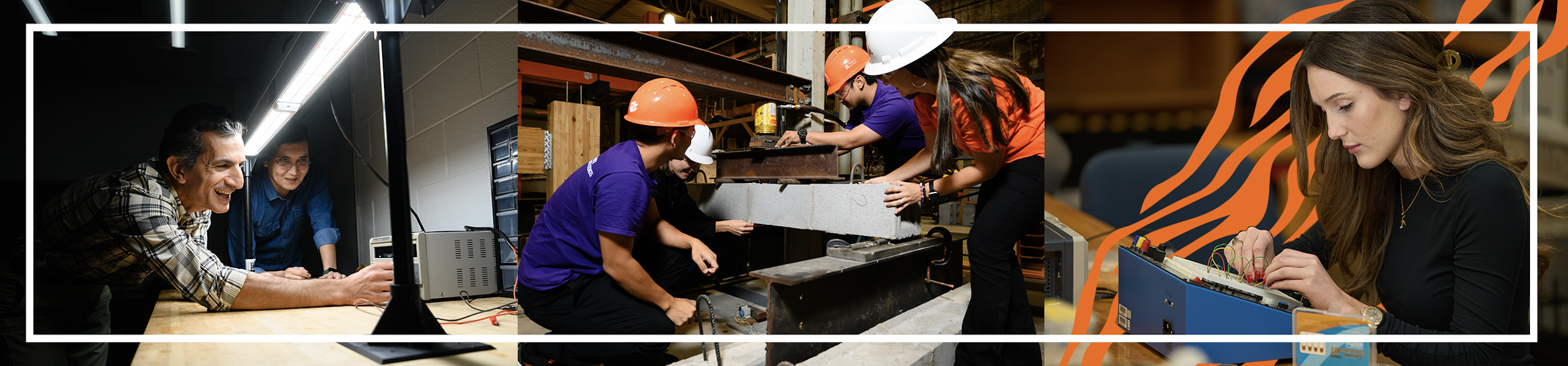 A series of images of students in the College of Engineering, Computing and Applied Sciences